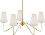 Electro BP;30" Dia 5-ARM Classic Chandeliers Polished Gold With White Linen Shad. Fixed Price $74.99.