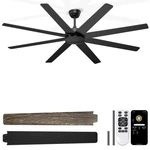 72'' Large Ceiling Fans No Lights, Modern Black Remote/app Contro.... Fixed Price $168.05.