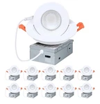 Zyc 4 10 Pack Gimbal Led Recessed LIGHTING,5CCT 9W 800LM Directional. Fixed Price $74.99.