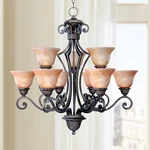 Maxim Symphony 32" Wide Two-tier 9-LIGHT Scroll Bronze Chandelier. Fixed Price $702.40.