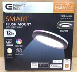 Commercial Electric 12" Hubspace Smart Cct Rgb Selectable Led Flush Mount Black. Fixed Price $14.73.