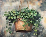 Hanging Pot With Trailing Ivy Oil Painting 8X10 Print. Fixed Price $20.00.