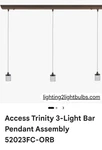 Access Lighting Trinity 3 Bar Pendant Assembly 24" Wide Oil Rubbed Bronze. Fixed Price $20.00.