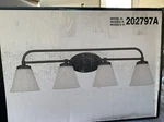 Eglo 202779A Led Pendant 4 Light Vanity Matte Bronze Finish Frosted White Glass. Fixed Price $150.00.