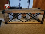 Farmhouse Rustic 4-LIGHT Chandelier Linear Island Black/wood L27.5" X W9.8. Fixed Price $35.00.