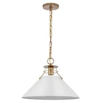 Satco Outpost 1-LIGHT Brass Pendant 60W With Matte White Metal Shade. Fixed Price $102.99.