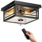 Outdoor Motion Sensor Ceiling With Remote, 2-LIGHT Black Flush .... Fixed Price $82.75.