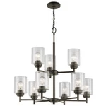 Kichler 44031 Bronze Winslow 9-LIGHT 27" Chandelier With Seedy Glass Shades. Fixed Price $444.97.