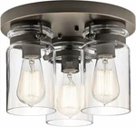 Nib Classy Kichler 42891OZ 12" 3-LITE Flush-mount Ceiling Light W/ Clear Glass. Fixed Price $179.95.