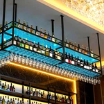 Led Acrylic Ceiling Wine Rack - 2 Layer Glass Holder Shelf. Fixed Price $247.99.
