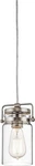Brinley 7.75" Kitchen Pendant Brushed Nickel, Mini Farmhouse With Cle. Fixed Price $123.99.