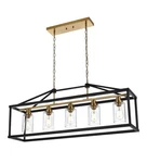 Bonlicht Modern Rectangle Chandelier 5 Light Black & Brushes Brass Kitchen.... Fixed Price $179.99.