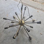 Vtg Atomic Mcm 16-LIGHT/ARM Sputnik Flush Mount Chandelier Starburst Fixture 20". Fixed Price $599.99.