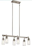 Kichler 43059 Pewter Braelyn 6-LIGHT 34" Linear Chandelier. Fixed Price $329.99.