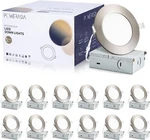 Powerasia 12-PK Recessed Lighting 4 With Junction Box, 5CCT Brushed Nickel Led. Fixed Price $62.00.