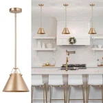 Lnc Modern Gold Pendant Light W/ Metal Bell Shade For Kitchen, Living, Dining. Fixed Price $26.21.