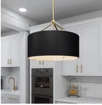 Quoizel LWS6714B Covington 3-LIGHT Drum Pendant Black Gold Nib. Fixed Price $59.99.