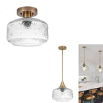 Semi Flush Mount Ceiling Light, Brushed Gold Pendant With Large Thicken.... Fixed Price $130.75.