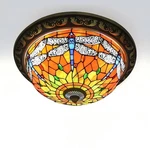 Tiffany Style Flush Mount Ceiling Light Lamp Dragonfly Stained Glass Chandelier. Fixed Price $189.00.