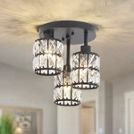 3-LIGHT Crystal Semi Flush Mount Ceiling Light,black Laundry Room Pendant. Fixed Price $62.77.