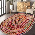 Savi Home Farmhouse Jute Cotton Chindi Rug 4X6 Oval Multicolor, Handwoven Bra.... Fixed Price $95.07.