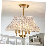 Semi Flush Mount Ceiling Fixture 4-LIGHT Gold Glass Modern Hallway. Fixed Price $44.22.