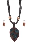 Rustic Metal Filigree Leaf Pendant Necklace & Earring Set Story Brand New. Fixed Price $12.00.