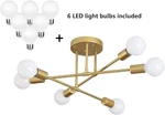 Dellemade Modern Sputnik Chandelier 6LIGHT Ceiling 6LED Bulbs - Gold. Fixed Price $32.55.