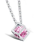 Fifth Avenue Delicate Pink Crystal Magic Cube Silver Tone Pendant Necklace. Fixed Price $9.99.