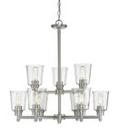 Z-lite 464-9 Nickel Bohin 9-LIGHT 28"W Chandelier With Clear Seedy Glass Shades. Fixed Price $350.69.