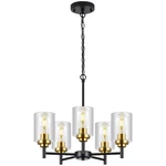 9MMML 5 Lights Glass Chandelier,modern Kitchen Island Lighting Black Gold.... Fixed Price $138.48.