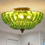 Stylish Black Ceiling Light With Green Glass, Ideal For Any Room. Fixed Price $99.99.