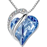 Silver Plated Lite Sapphire Blue Womens Infinity Crystal Heart Pendant Cz Stones. Fixed Price $79.95.