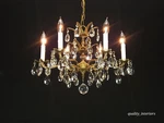 Antique 6 Arm Light Dearest Darling Brass Cut Lead Glass Crystal Chandelier. Fixed Price $895.00.