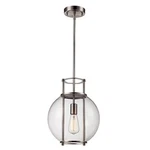 Trans Globe Grove 1 Light Indoor Pendant, Brushed Nickel/clear PND-2030BN. Fixed Price $124.99.