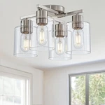 Brushed Nickel Semi Flush Mount Ceiling Light With Clear Glass Shade. Fixed Price $84.99.