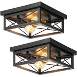 Kondras 2-LIGHT Industrial Square Flush Mount Ceiling Light, Farmhouse Ceilin.... Fixed Price $72.24.