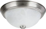 63013-1A Two-light Flush Mount In Brushed Nickel With White Alabaster Glass Shad. Fixed Price $38.58.