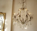 Fine Large Chandelier Antique French 6 Lamps Bronze Crystal Glass 24". Fixed Price $2286.17.