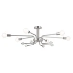Polished Nickel Six Light Semi Flush Mount From The Ocala Collection. Fixed Price $634.99.
