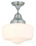 Dvi DVP7511SN Schoolhouse Semi Flush Ceiling Light Fixture, Satin Nickel, 14". Fixed Price $156.71.