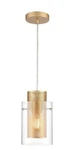 Society Montreal 1-LIGHT Brushed Brass Pendant With Clear Glass Shade. Fixed Price $35.99.