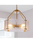 Blhxian 18'' Glass Drum Gold Chandelier Light For Dining Room Entryway. Fixed Price $175.00.