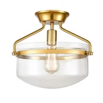 Yubole Modern Mid-century Gold Clear Glass Ceiling Lights Brass 14" Wide Semi.... Fixed Price $197.19.