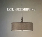 Kenroy Home Margot 22" W 3-LIGHT Hanging Pendant Fabric Shade Oil Rubbed Bronze. Fixed Price $107.76.