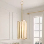 Lnc Gold 1-LIGHT Drum Pendant W/ Tiffany Glass Shade Hanging. Fixed Price $65.00.