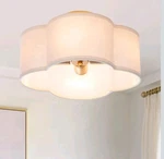 Viluxy Semi-flush Mount Ceiling Light Fixture Cream White Fabric Drum Shade. Fixed Price $19.00.