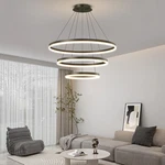 Fordeson Led Modern Pendant Light Fixture 3 Ring Circular Black Chandelier. Fixed Price $156.23.