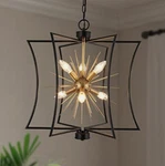 Durent Lighting Modern Black Gold Chandelier 6-LIGHT Sputnik Pendant. Fixed Price $149.99.