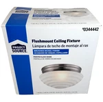 Project Source 7.48-IN W Brushed Nickel Flush Mount Light Frosted Glass Art Deco. Fixed Price $9.40.